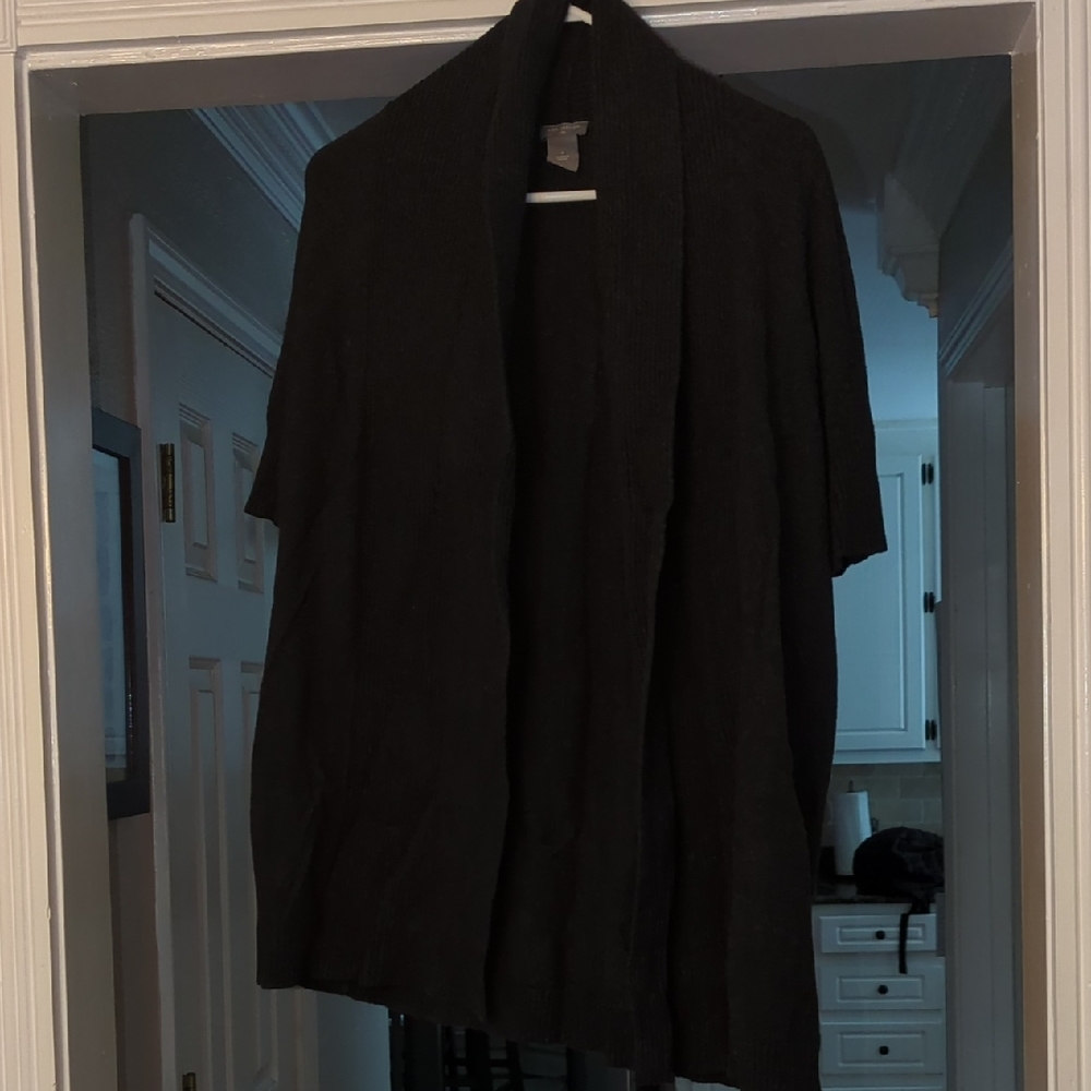 Ann Taylor Charcoal Ribbed Cardigan